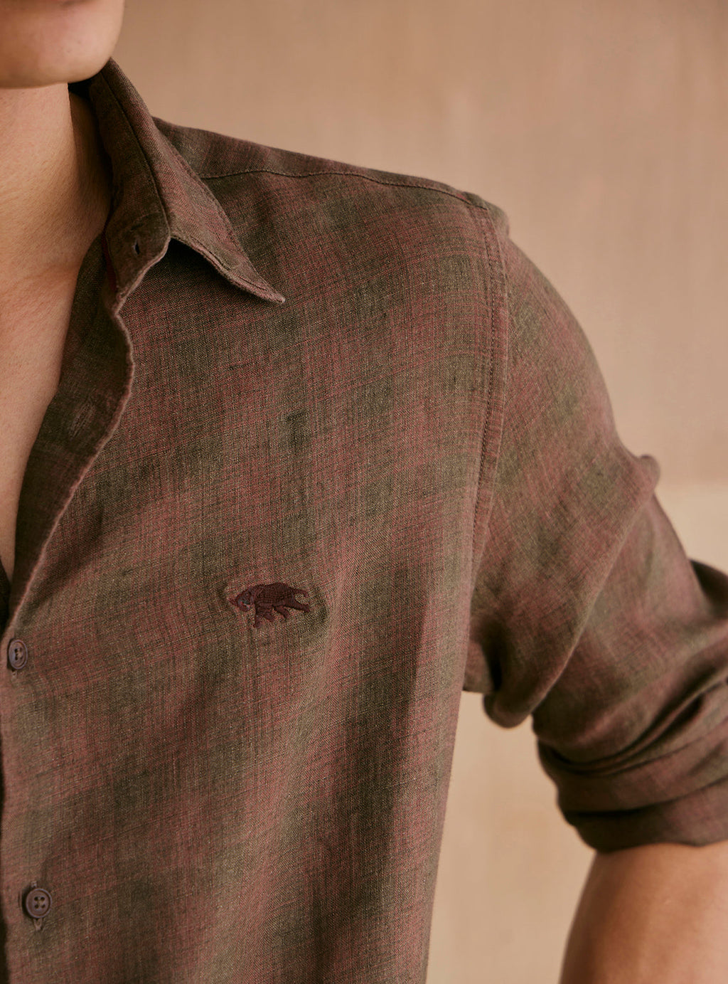 Roman Brown Check Linen Shirt