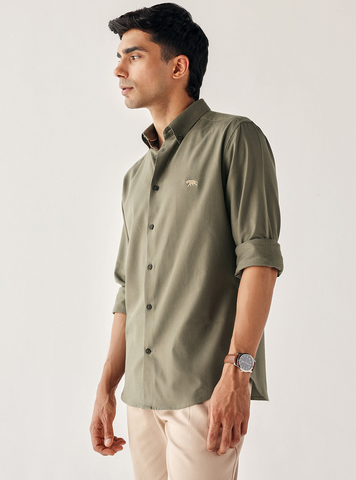 Brook Olive Cotton Shirt