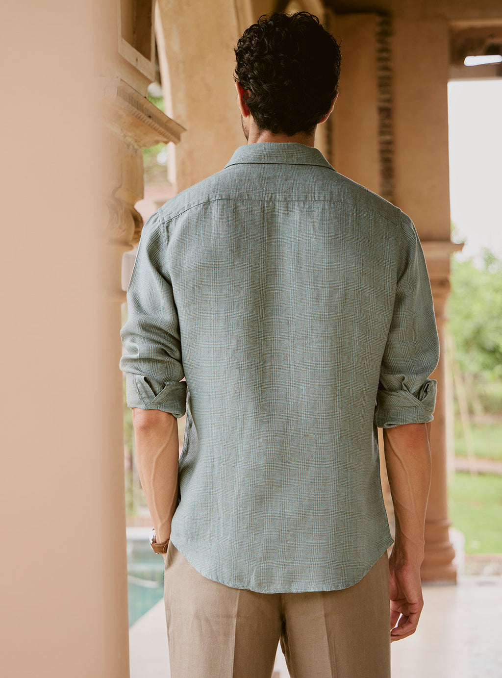 Sub Green Linen Check Shirt